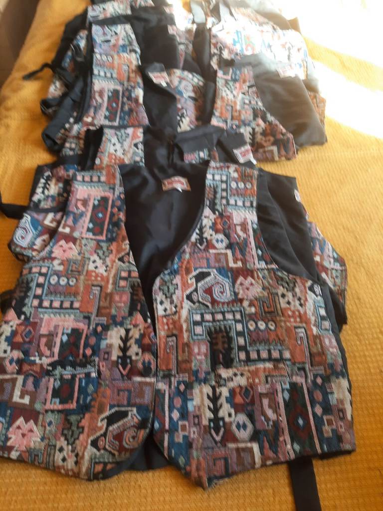 Multicoloured Patterned Fabric Waistcoat - Good Condition