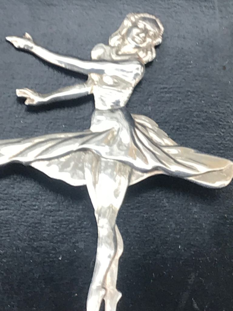 Antique sterling silver ballerina brooch 