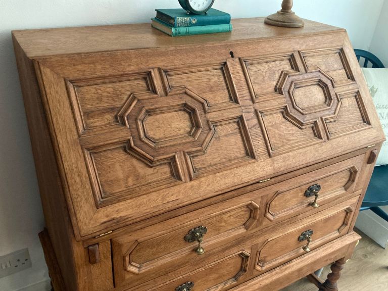 Stunning Antique Oak Large Bureau Desk