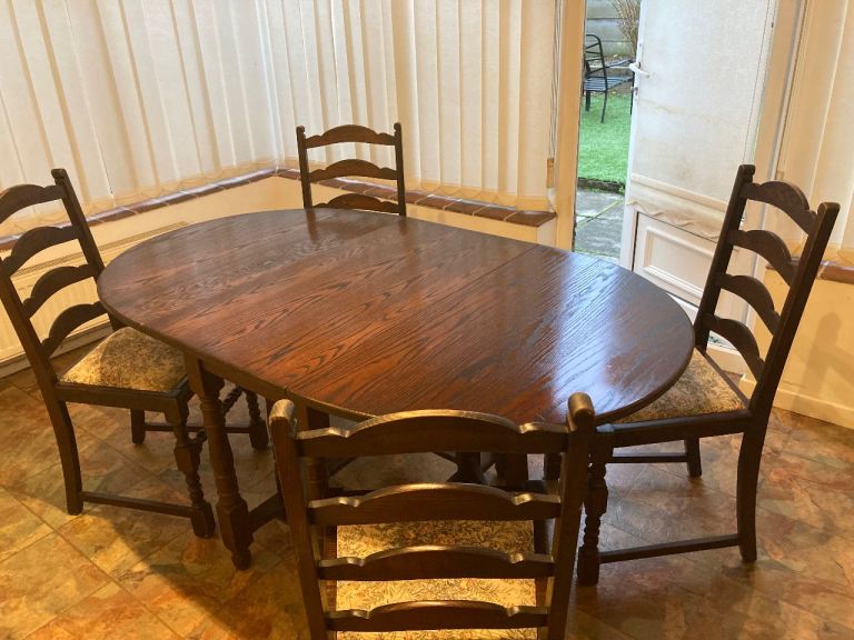 Oak Dining Room Table with 4 Chairs