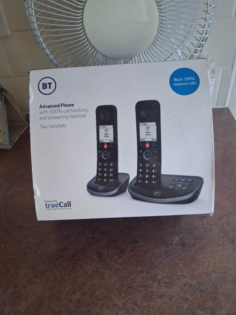 BT Advanced Phone with Answering Machine – Two Handsets, New