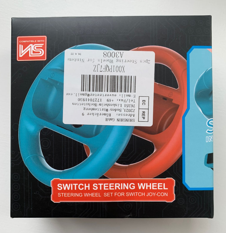 Switch Steering Wheel Set for Switch Joy-Con Black 