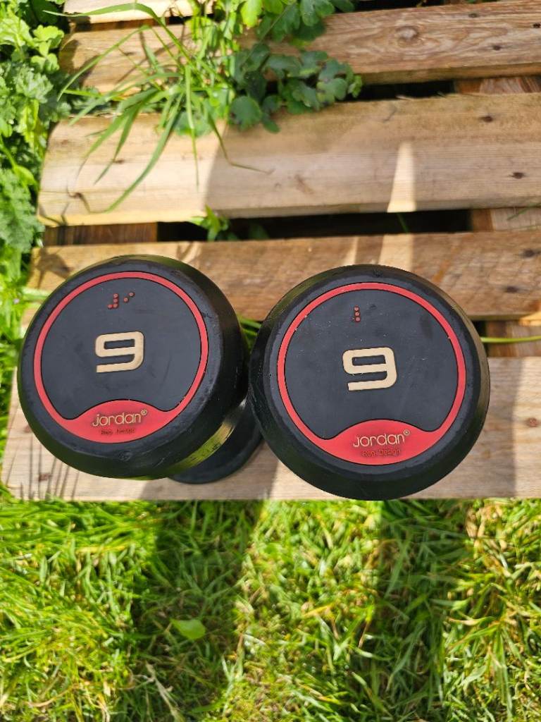 Jordan 9kg Rubber Hex Dumbbells Pair – Good Condition