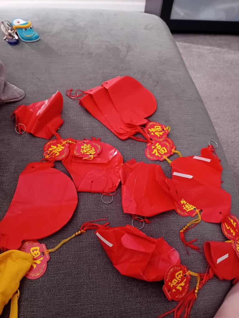 Red Chinese New Year Lanterns / Decorations - As Good As New