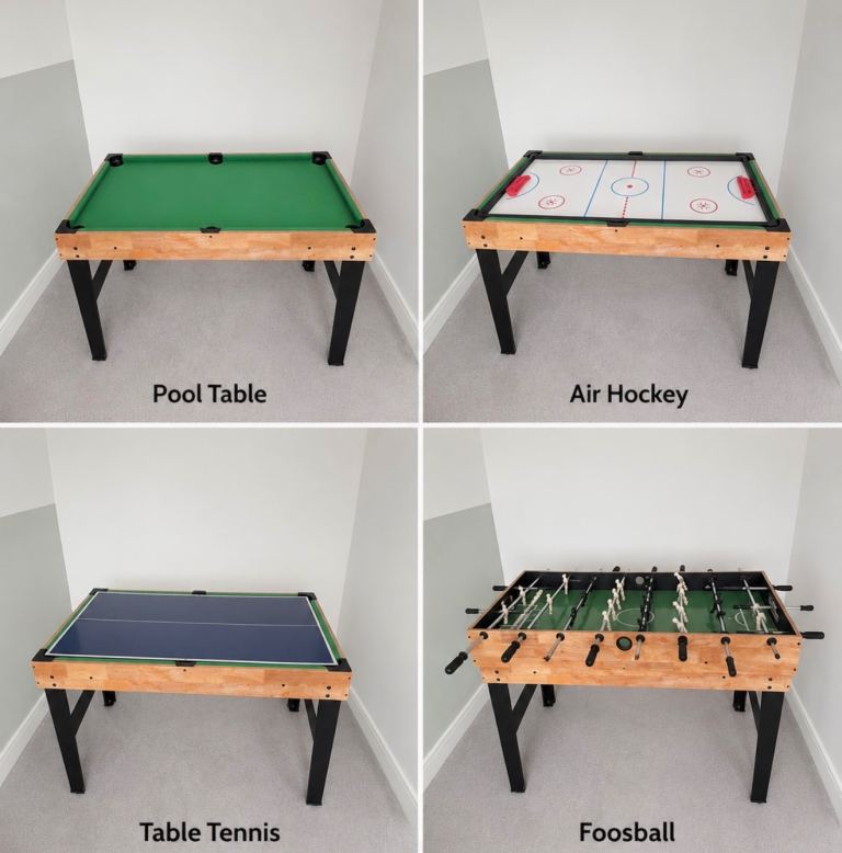 4-in-1 Games Table: Pool, Air Hockey, Table Tennis, Foosball