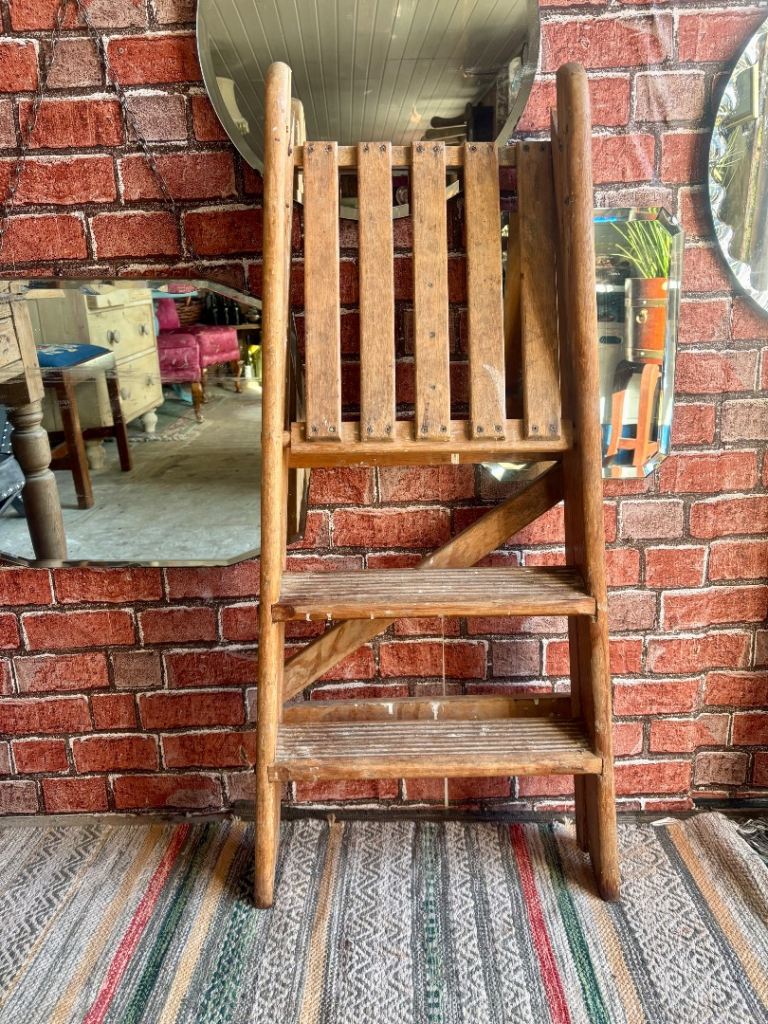 A Small Vintage wooden step ladder wedding decor/garden display,