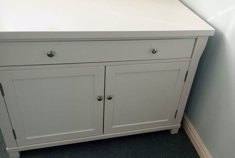 White painted solid wood computer desk 