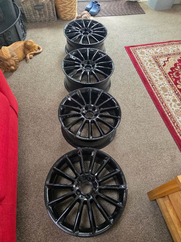 Mercedes genuine 19 inch turbine alloys refurbished in gloss black 
