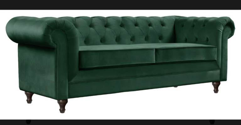 Green 3 seater Chesterfield sofa