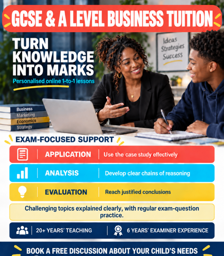 EXPERIENCED GCSE AND A LEVEL BUSINESS  TUTOR/EXPERIENCED A LEVEL BUSINESS EXAMINER