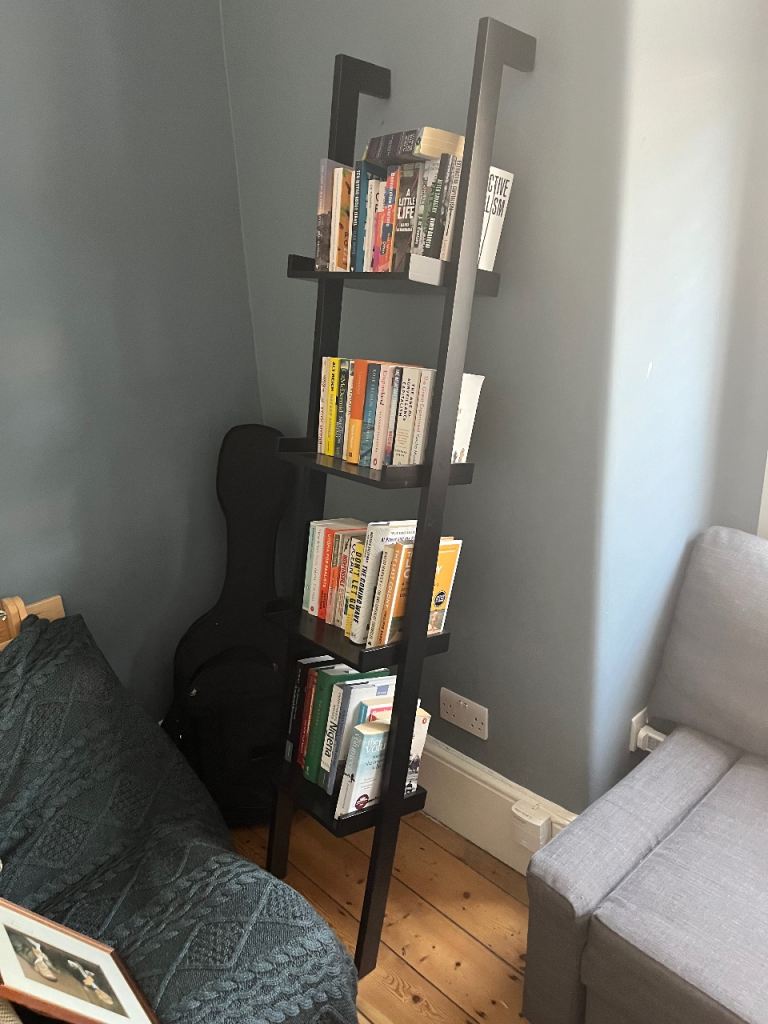 Habitat Black Wooden Ladder Bookshelf / Bookcase – Good Condition