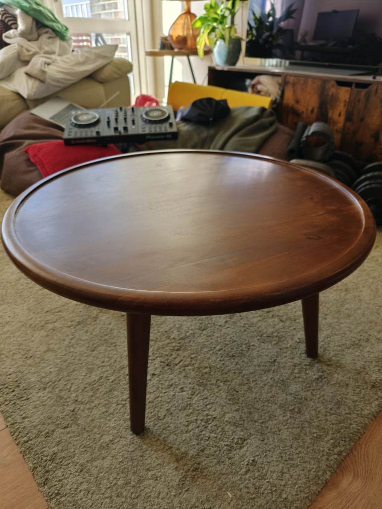 Scandinavian Walnut Round Coffee Table, £150.00 for Sale in Hackney, London