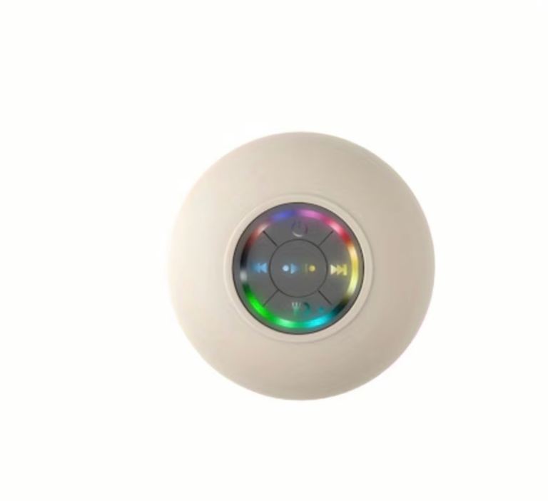 White Splash-Proof Shower Speaker with Colourful Lights