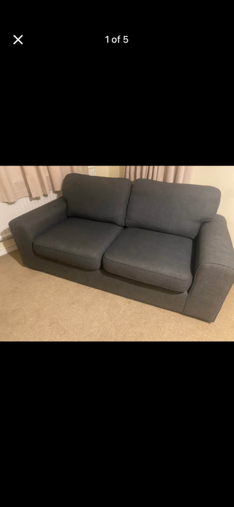 MUST GO- 3 seater sofa in charcoal grey chenille £70