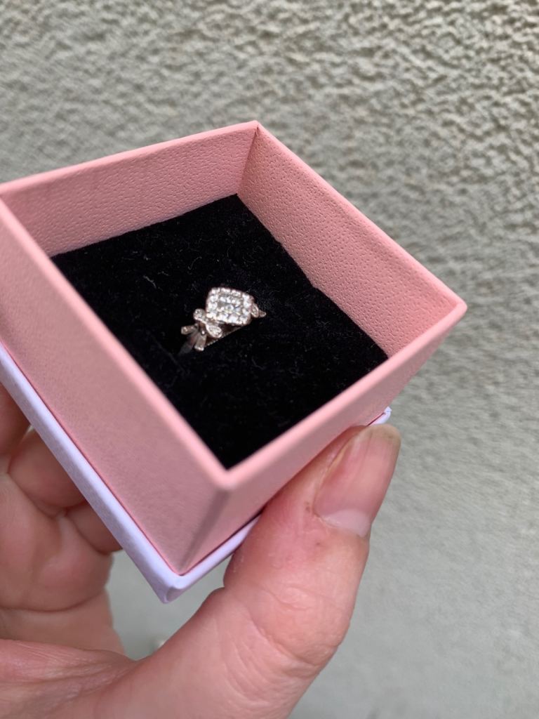 Size P. Beautiful ring white gold engagement ring 