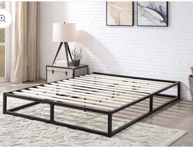 Black low metal bed frame 