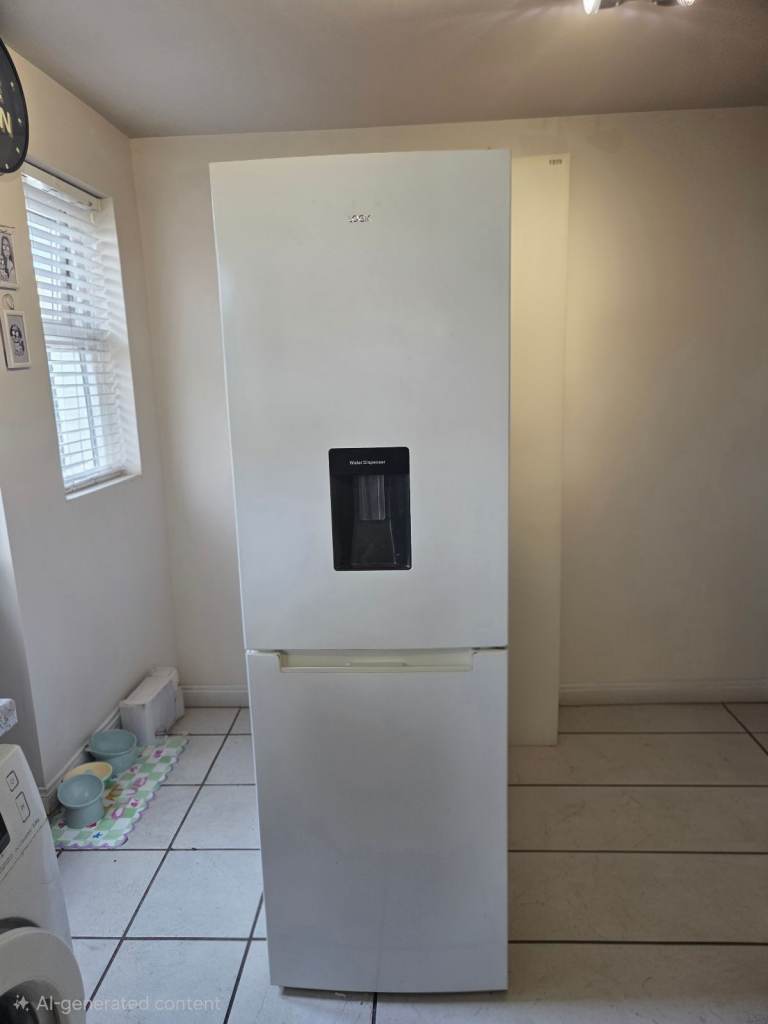 White Fridge Freezer with Water Dispenser – Good Condition