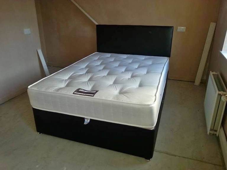✔🖤Double Frame Single Base with Headboard & Hard Mattress Sale