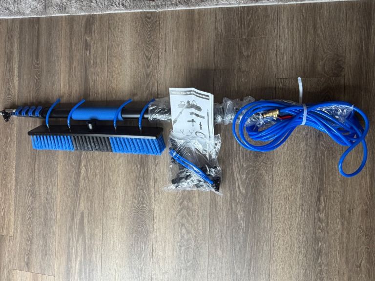 New Water Fed Window Cleaning Brush Kit – Telescopic Pole & Hose