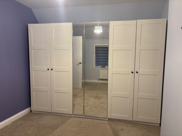 IKEA PAX Wardrobe System with Mirror Door – White, Good Condition