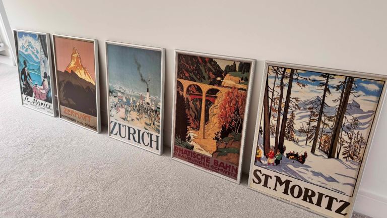 Pictures depicting different Switzerland Winter themes in Quality Brushed Silver Frames