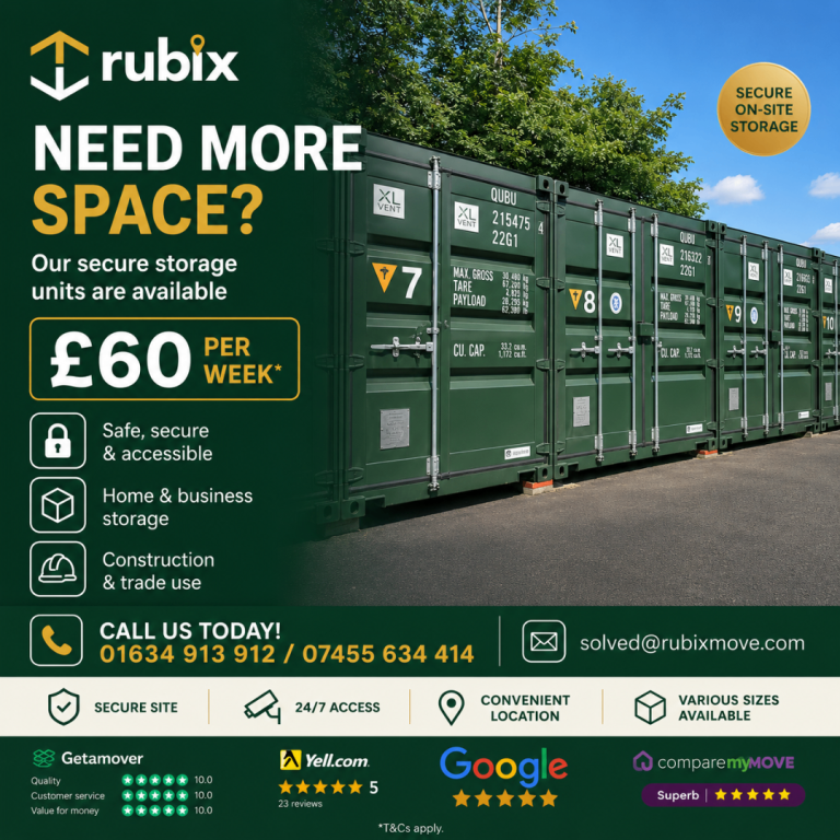 Secure 20ft storage units from just £60 per week
