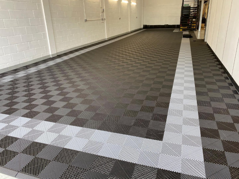 Tuff Tile Black & Grey Tiles for Garage Showroom Shed Gym