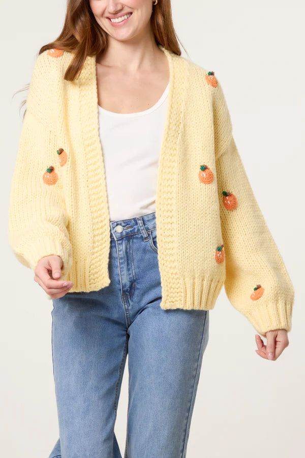 Knitted oranges chunky cardigan M/L