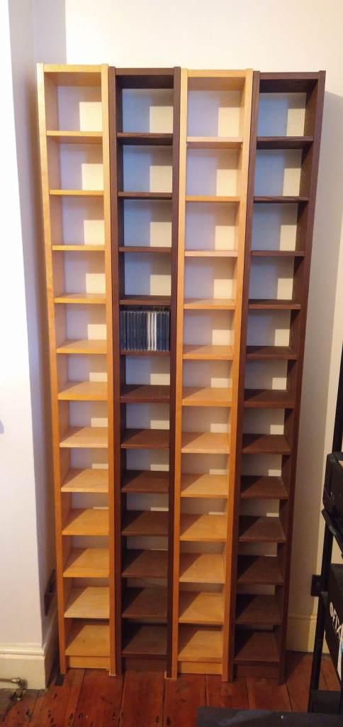 CD & DVD storage units, rack, shelving. 12 shelves per unit (4 units available) 