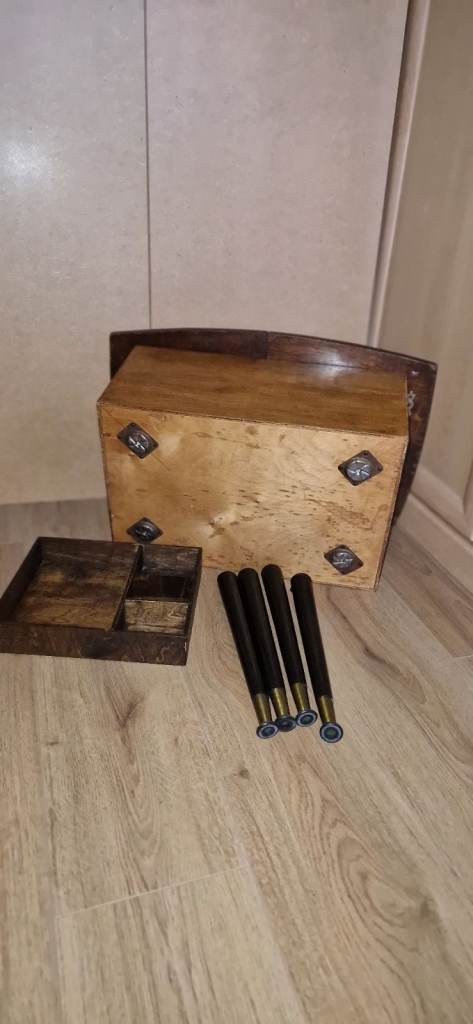 Mid Century Maple/ebony Sewing Box with Removable Dansette Legs
