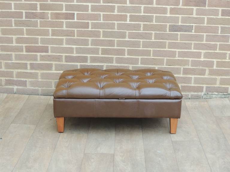 Chesterfield Leather Ottoman Bench Seat / Coffee Table / Footstool (UK Delivery)