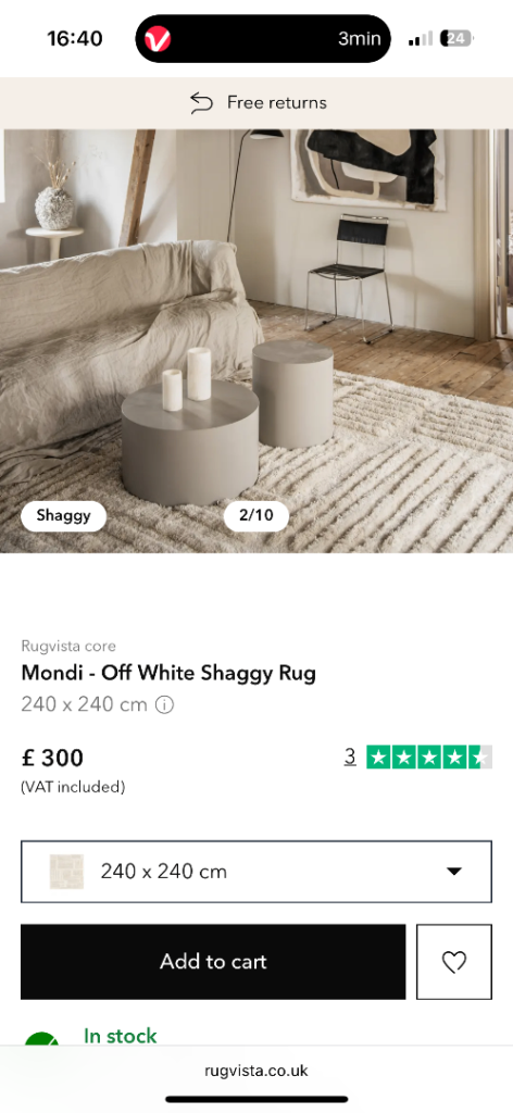 Brand new unused Rugvista scandi rug RRP £300