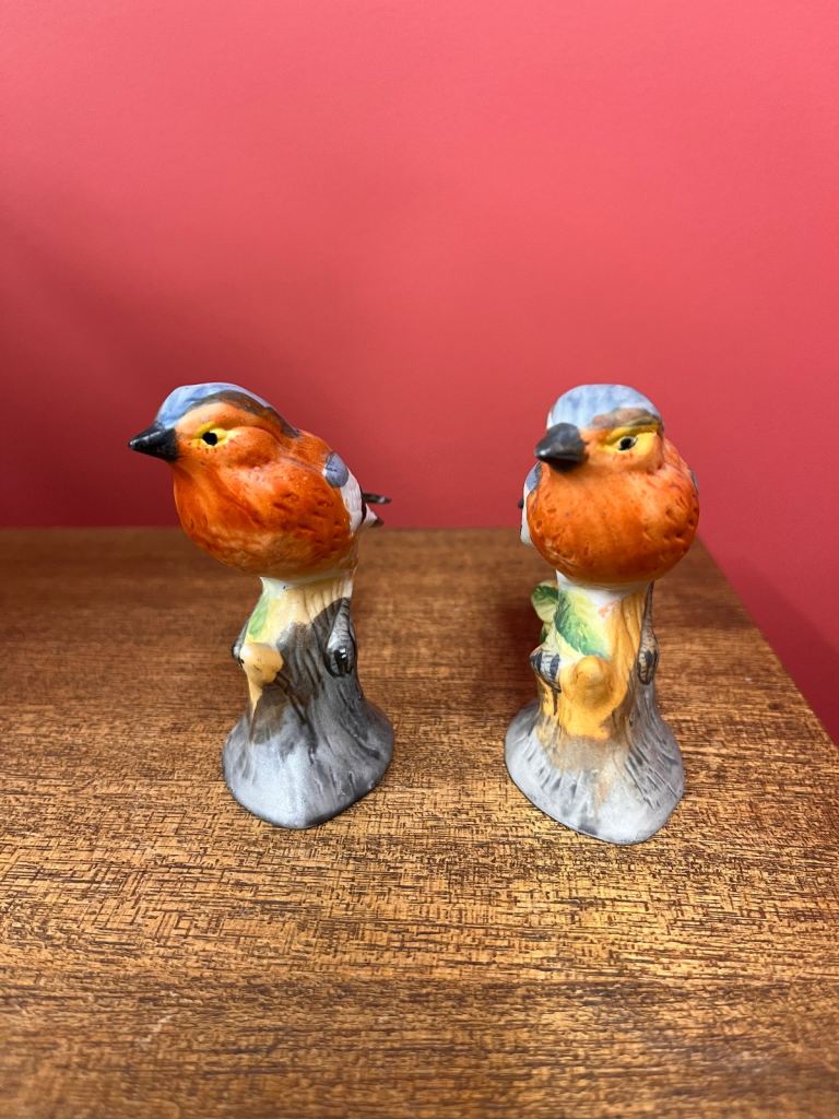 Two Vintage 1970s Chaffinch Bird Figurines