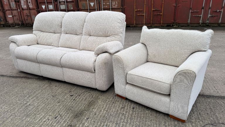Set, G Plan, Sherborne Nevada 3 seater fabric sofa with armchair. Free local delivery. 