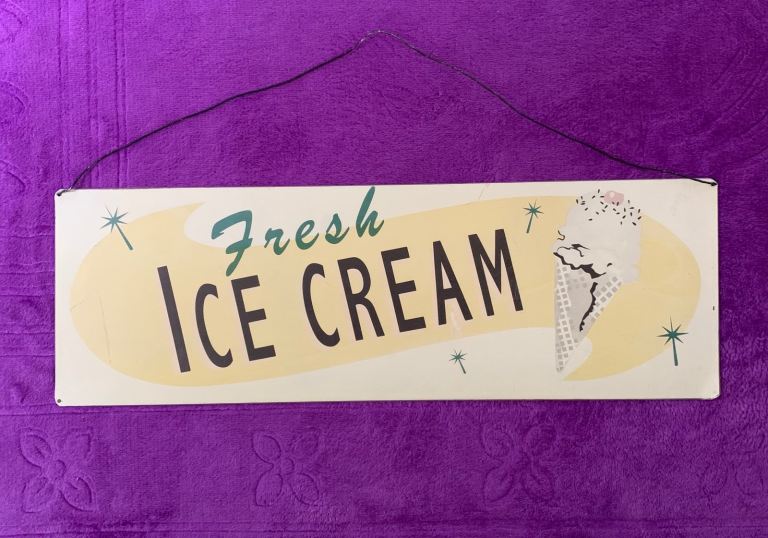 Vintage “fresh ice cream” sign