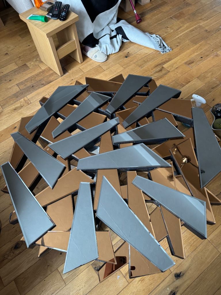 Stylish Mirrored Coffee Table with Chrome Legs