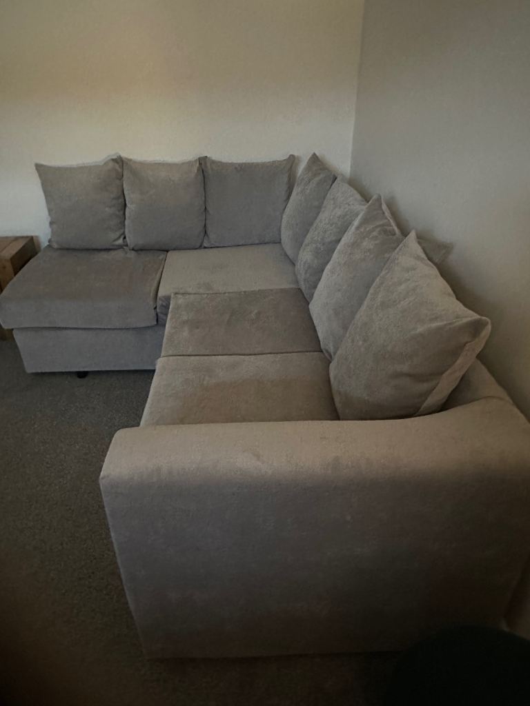 Grey Corner Sofa for 4 only 1 Week Old New Condition 