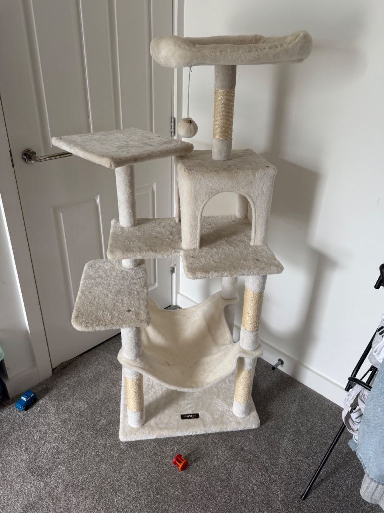 Large Multi-Level Cat Tree with Scratching Posts and Hammock