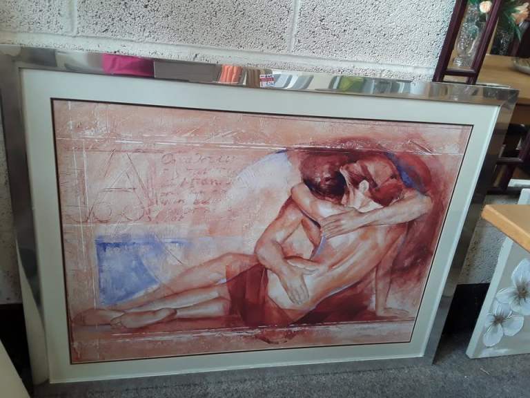 Lovely chrome framed 'Lovers' picture Low Cost Moves 2nd Hand Furniture STALYBRIDGE SK15 3DN