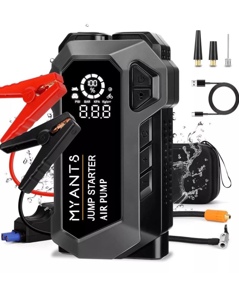 MYANTS 4-in-1 Jump Starter with Air Compressor – Car Emergency Power Supply (12V Diesel Universal)