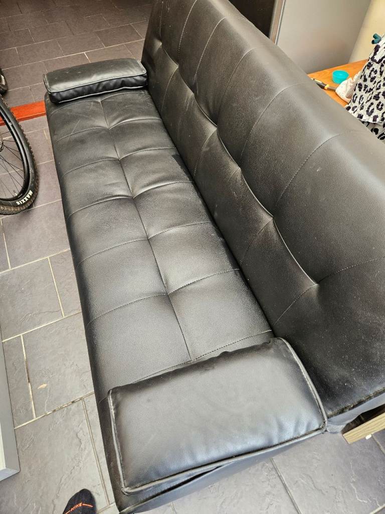 Leather sofa bed