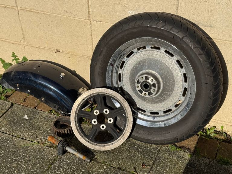 Harley Davidson Sportster Rear Wheel, Tyre, Fender, Belt Drive