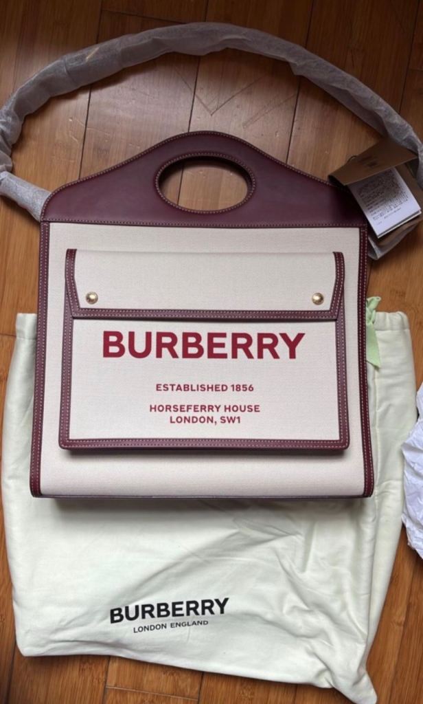 Burberry Large Canvas & Leather Pocket Bag – Brand New