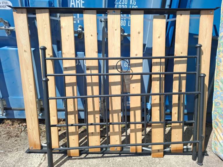 Metal double bed with mattress 