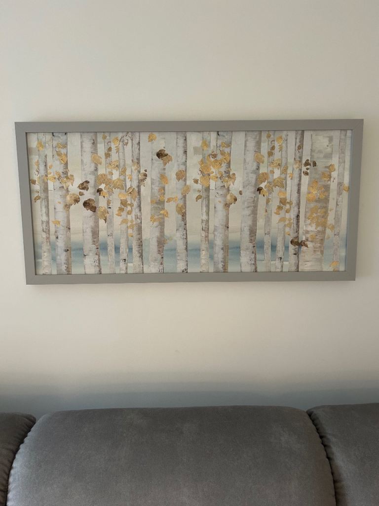 Framed Tree Art Print with Gold Leaf Effect – Good Condition