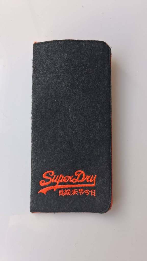 Superdry grey felt soft slip-in eyeglasses case