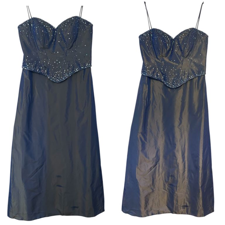 John Charles Bridesmaid Cocktail Dress Blue Prom Dress Evening Gown Size 16