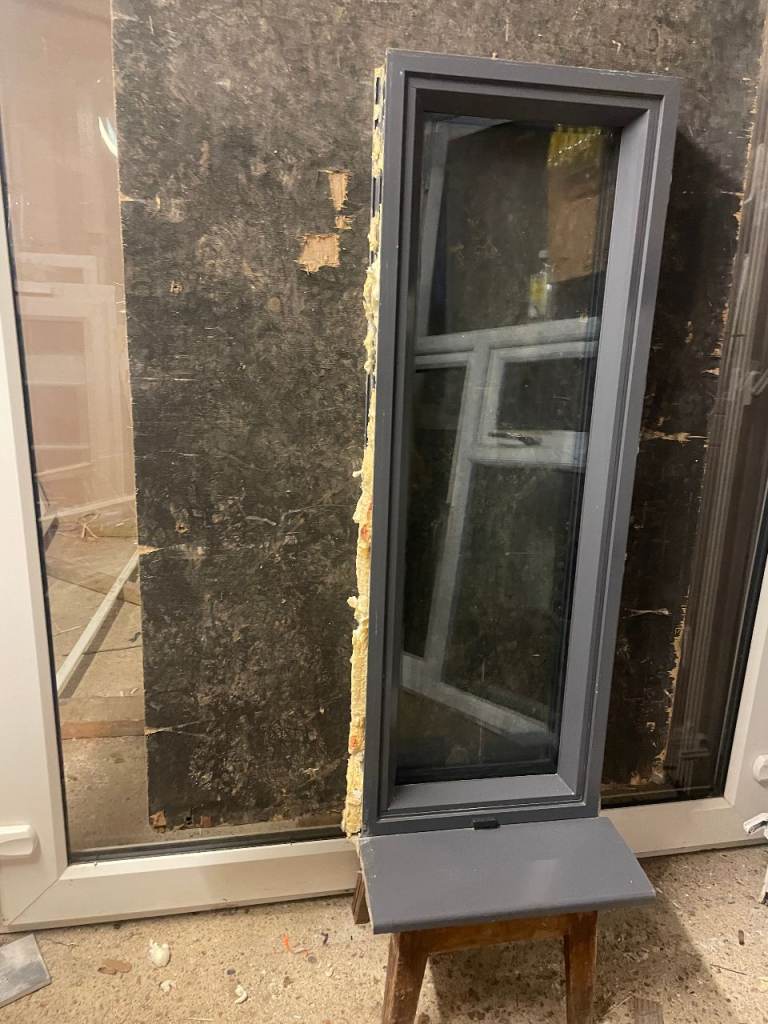 H 101 x W 35 cm - ANTHRACITE ALUMINIUM DOUBLE GLAZED WINDOW-CLEAR GLASS**BY ORIGIN**(REF: SJ473) 