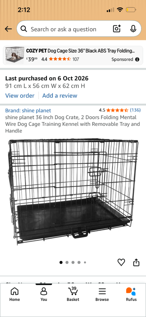 36in double door dog crate - BNIB