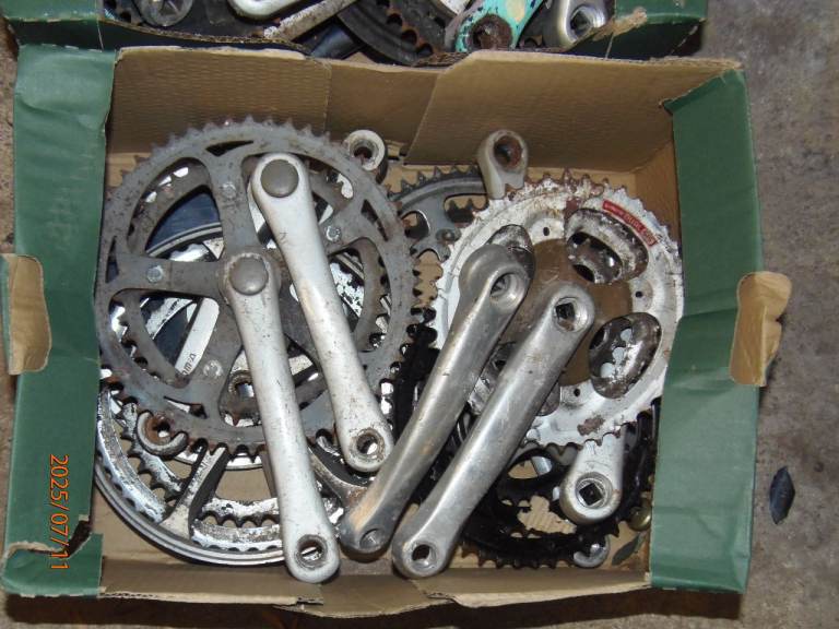 Bike parts, chainsets, pedals, derailleurs, crownsets.